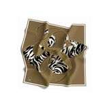 Soft Çember Ve Zebra Desenli Vizon Renkli 90X90 Eşarp (İpek İçermez) Kenar Dikiş Şekli El Dikişli