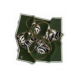 Soft Çember Ve Zebra Desenli Zümrüt Yeşili Renkli 90X90 Eşarp (İpek İçermez) Kenar Dikiş Şekli El Dikişli