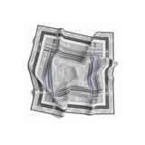 Soft Çerçeveli Ve Batik Desenli Gri Renkli 90X90 Eşarp (İpek İçermez) Kenar Dikiş Şekli El Dikişli