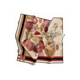 Soft Çiçek Desenli Bordo Renkli 90X90 Eşarp (İpek İçermez) Kenar Dikiş Şekli El Dikişli