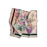 Soft Çiçek Desenli Somon Renkli 90X90 Eşarp (İpek İçermez) Kenar Dikiş Şekli El Dikişli