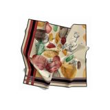 Soft Çiçek Desenli Vizon Renkli 90X90 Eşarp (İpek İçermez) Kenar Dikiş Şekli El Dikişli