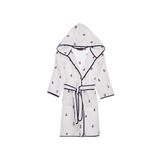 Soft Cotton Marine Lacivert Pamuklu Kız Çocuk Bornoz - Beyaz