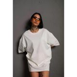 Soft Dokulu Unisex Günlük Stil Beyaz 24/1 Pamuk Düz Oversize Tişört
