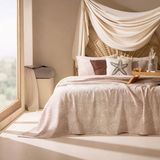 Soft Dune Çift Kişilik Yatak Örtüsü Seti - Ekru / Kahverengi - 220X240 Cm + 50X70 Cm
