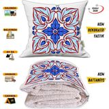 Soft Etnik Desen Tv Battaniyeli Opsiyonel Dekoratif Yastık Kırlent 2 In 1 Battaniye - 115 x 170 cm - Renkli