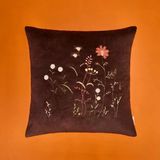 Soft Flora Kadife Kırlent - Kahverengi - 43X43 Cm