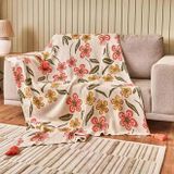 Soft Floriva Triko Tv Battaniyesi - Krem - 120X160 Cm