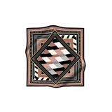 Soft Geometrik Desenli Bakır Renkli 90X90 Eşarp (İpek İçermez) Kenar Dikiş Şekli El Dikişli