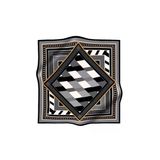 Soft Geometrik Desenli Gri Renkli 90X90 Eşarp (İpek İçermez) Kenar Dikiş Şekli El Dikişli