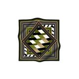 Soft Geometrik Desenli Haki Renkli 90X90 Eşarp (İpek İçermez) Kenar Dikiş Şekli El Dikişli