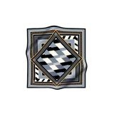 Soft Geometrik Desenli İndigo Renkli 90X90 Eşarp (İpek İçermez) Kenar Dikiş Şekli El Dikişli