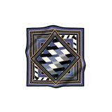 Soft Geometrik Desenli Lacivert Renkli 90X90 Eşarp (İpek İçermez) Kenar Dikiş Şekli El Dikişli