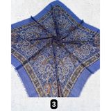Soft İpek Desenli Flamlı Eşarp - Mavi