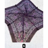 Soft İpek Desenli Flamlı Eşarp - Mor - Beyaz - Lila