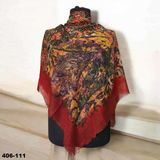 Soft İpek Desenli Flamlı Kotton Eşarp 406-111