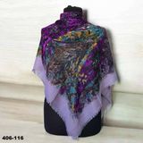 Soft İpek Desenli Flamlı Kotton Eşarp 406-116