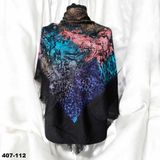 Soft İpek Desenli Flamlı Kotton Eşarp 407-112
