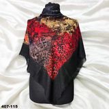 Soft İpek Desenli Flamlı Kotton Eşarp 407-115