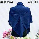 Soft İpek Düz Renk Flamlı Pamuk Eşarp (Gece Mavisi) 937-151