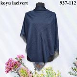 Soft İpek Düz Renk Flamlı Pamuk Eşarp (K.lacivert) 937-112