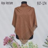 Soft İpek Düz Renk Flamlı Pamuk Eşarp (Koyu Kestane) 937-174