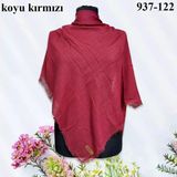 Soft İpek Düz Renk Flamlı Pamuk Eşarp (Koyu Kırmızı) 937-122