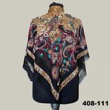 Soft İpek Etnik Desenli Flamlı Kotton Eşarp 408-111