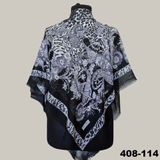 Soft İpek Etnik Desenli Flamlı Kotton Eşarp 408-114