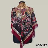 Soft İpek Etnik Desenli Flamlı Kotton Eşarp 408-120