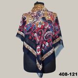 Soft İpek Etnik Desenli Flamlı Kotton Eşarp 408-121