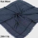 Soft İpek Sim Şeritli Balık Sırtı Pamuk Eşarp (Kot Mavi) 299-116
