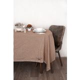 Soft Kare 150x170 Cm Kahverengi Küçük Kare Desen Pötikareli Masa Örtüsü, Sofra Bezi, Piknik Örtüsü