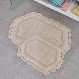 Soft Lace 2'Li Banyo Paspası - Bej - 40X60 Cm + 60X90 Cm