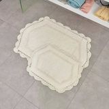 Soft Lace 2'Li Banyo Paspası - Ekru - 40X60 Cm + 60X90 Cm