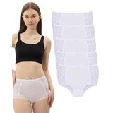 Soft Light Yüksel Bel Toparlayıcı Dantelli Kadın Külot Pamuklu, 5li (Beyaz, L)