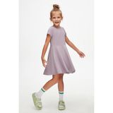 Soft Lila Renkli Basic Kız Çocuk Kısa Kollu Elbise - 3 Yaş - Orta Lila