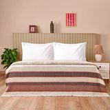 Soft Marun Çift Kişilik Yatak Örtüsü - Ekru / Kırmızı - 200X230 Cm