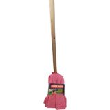 Soft Mop Mikrofiber Havlu Paspas Mop Ucu Ahşap Sapı Takım - Pembe