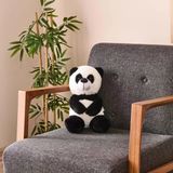 Soft Panda Figürlü Yastık - Siyah / Beyaz - 35 Cm