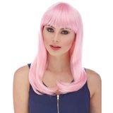 Soft Pembe Renk Uzun Düz Parti Peruğu P80750s6660