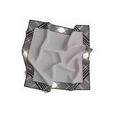Soft Twill Bordürlü Ekose Desenli Gümüş Renkli 90X90 Eşarp (İpek İçermez) Kenar Dikiş Şekli El Dikişli