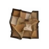 Soft Twill Geometrik Desenli Kahverengi Renkli 90X90 Eşarp (İpek İçermez) Kenar Dikiş Şekli El Dikişli