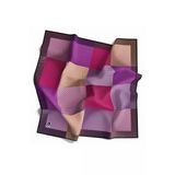 Soft Twill Geometrik Desenli Mürdüm Renkli 90X90 Eşarp (İpek İçermez) Kenar Dikiş Şekli El Dikişli