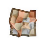 Soft Twill Geometrik Desenli Somon Renkli 90X90 Eşarp (İpek İçermez) Kenar Dikiş Şekli El Dikişli