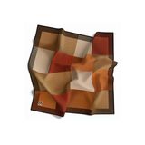 Soft Twill Geometrik Desenli Taba Renkli 90X90 Eşarp (İpek İçermez) Kenar Dikiş Şekli El Dikişli