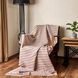 Soft Waffle Koltuk Şalı - Ekru / Kiremit - 120X170 Cm