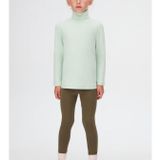 Soft Yeşil Basic Kışlık Tam Balıkçı Yaka Uzun Kollu Kız Çocuk Tişört