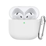 Soft Yumuşak Lansman Esnek Silikon Airpods 3 ile uyumlu İçi Kadife Kulaklık Kılıfı ve Karabina Anahtarlık (Beyaz, Airpods 3)