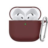 Soft Yumuşak Lansman Esnek Silikon Airpods 3 ile uyumlu İçi Kadife Kulaklık Kılıfı ve Karabina Anahtarlık (Bordo, Airpods 3)